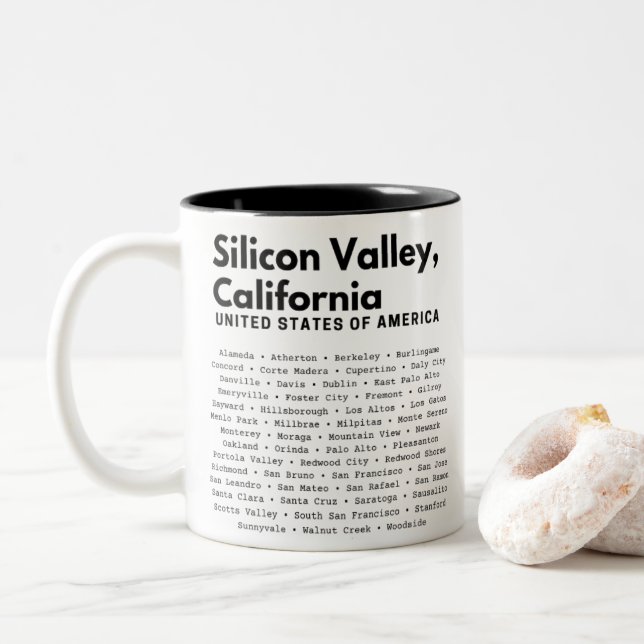 Silicon Valley Cities Zweifarbige Tasse (Mit Donut)