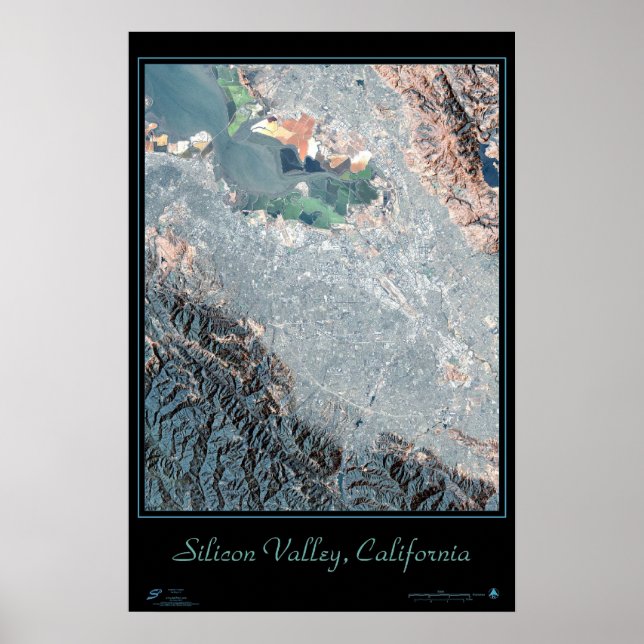 Silicon Valley, Kalifornien, Satellitenposter druc Poster (Vorne)