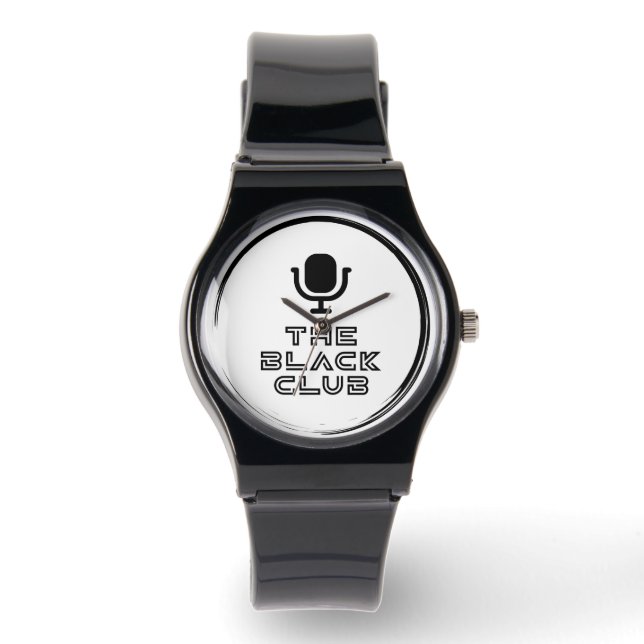 Silicone Black Club Watch mit schwarzem Logo Armbanduhr (Vorderseite)