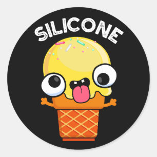 Silicone Funny Ice Creme Cone Pun Dark BG Runder Aufkleber