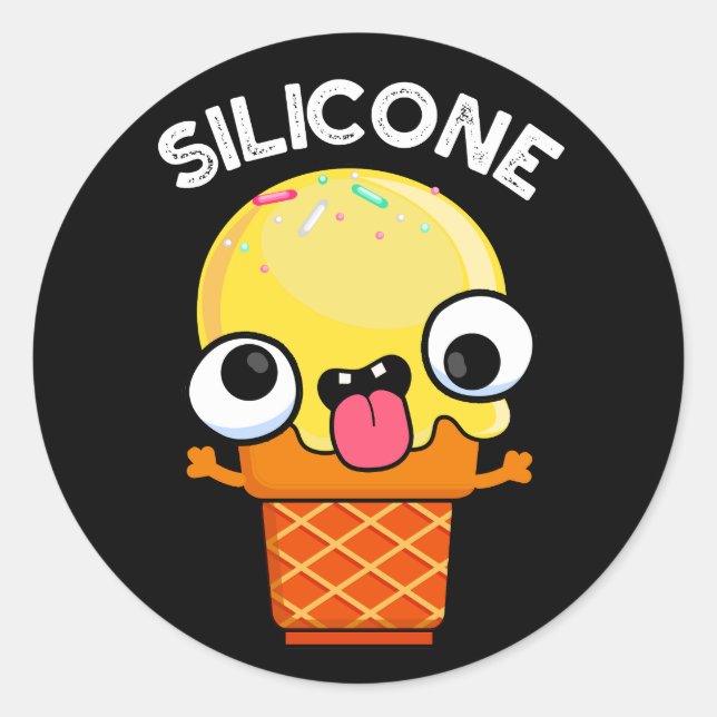 Silicone Funny Ice Creme Cone Pun Dark BG Runder Aufkleber (Vorderseite)