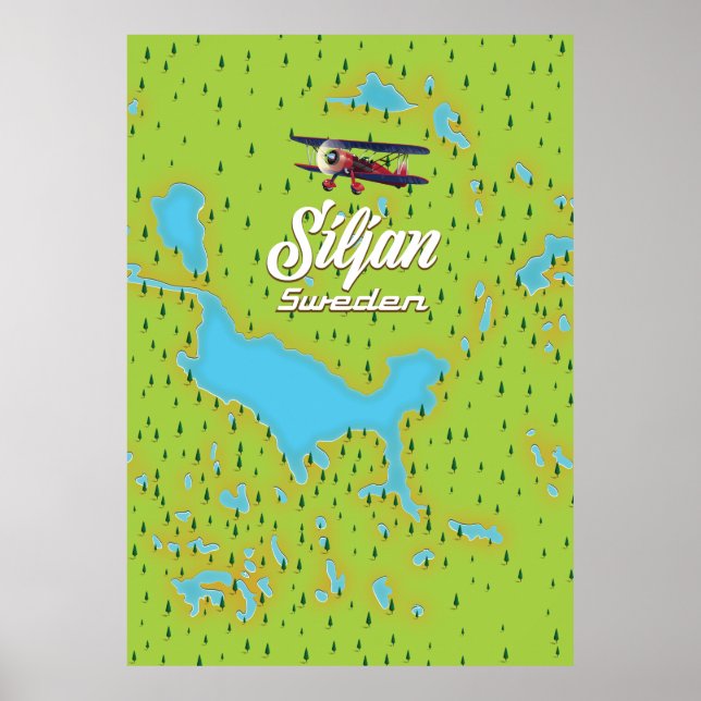 Siljan Lake Sweden Karte Poster (Vorne)