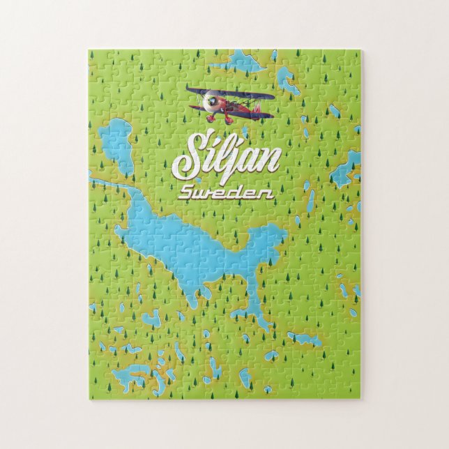 Siljan Lake Sweden Karte Puzzle (Vertikal)