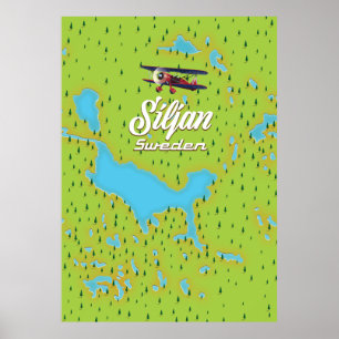 Siljan-See Schweden Karte Poster