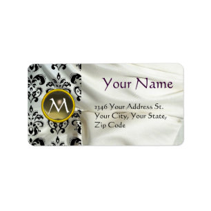 SILK DAMASK GEM grau weiß Adressaufkleber