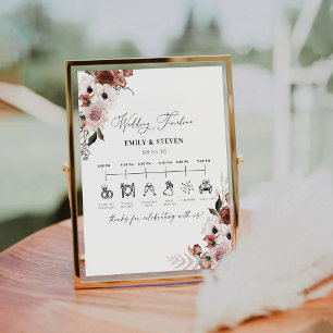 Silk Floral Wedding Timeline Sign Sockelschild