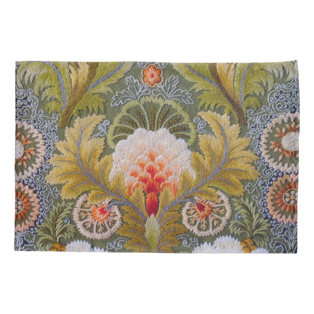 Silk grüne Stickerei-Kunst Kissenbezug (Rückseite)