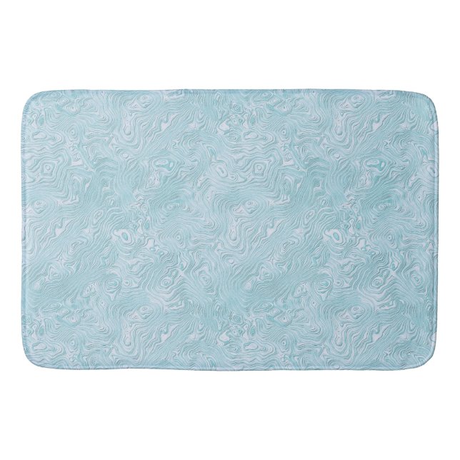Silk Moire Kleines Muster in Helles Aqua Badematte (Vorderseite)