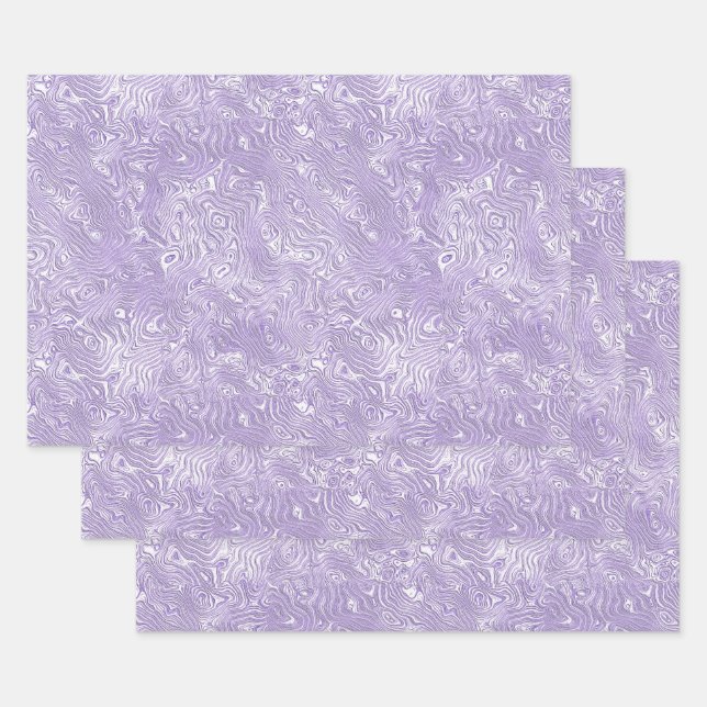 Silk Moire Kleines Muster in Lilac Lavender Geschenkpapier Set (Set)