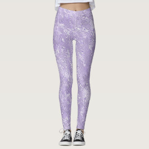 Silk Moire Kleines Muster in Lilac Lavender Leggings