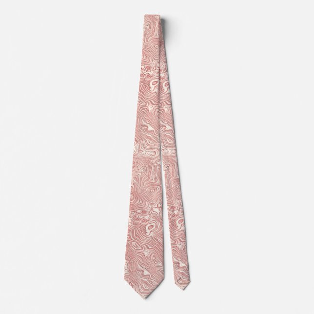 Silk Moire Kleines Muster in Peach Krawatte (Vorderseite)