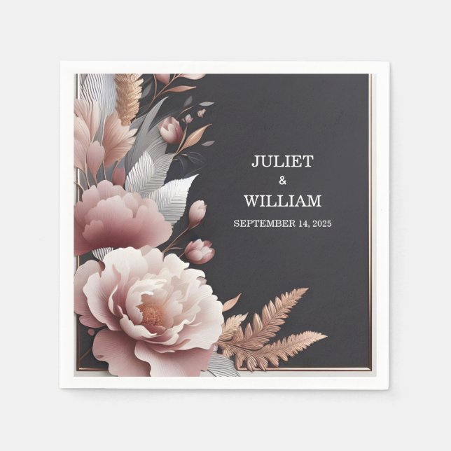 Silk Pink Boho Peony Garden Dusty Rose Wedding Serviette (Vorderseite)