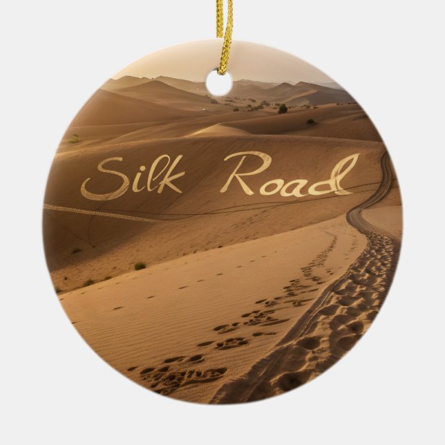 Silk Road Desert Landscape Typography Art Keramik Ornament (Vorne)