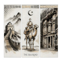 Silk Road-Great Wall,Petra-Ink Wash Painting