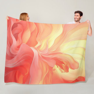 Silken Fluid Vector Coral in Pink and Ivory Fleecedecke