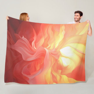 Silken Fluid Vector Coral in Pink and Ivory Fleecedecke