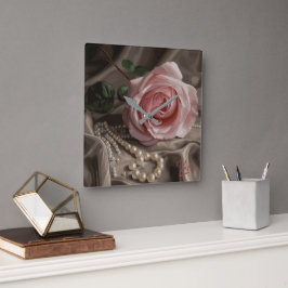 Silken-Rose Quadratische Wanduhr