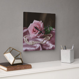 Silken-Rose Quadratische Wanduhr