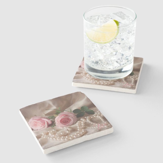 Silken-Rose Steinuntersetzer (Seitenansicht)