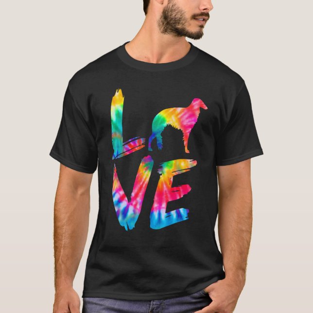 Silken Windhound Gefärbte Krawatte Liebe Dog Mama  T-Shirt (Vorderseite)