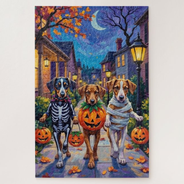 Silken Windhound-Hunde in Halloween-Kostümen Puzzle (Vertikal)