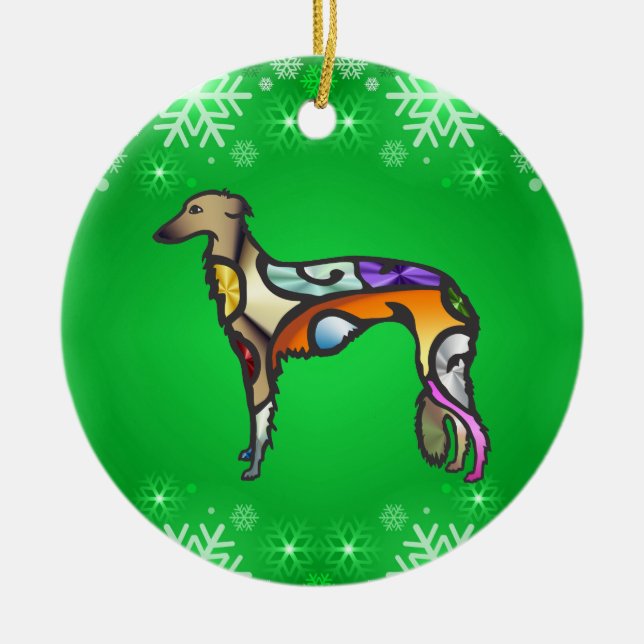 Silken Windhound Keramik Ornament (Vorne)