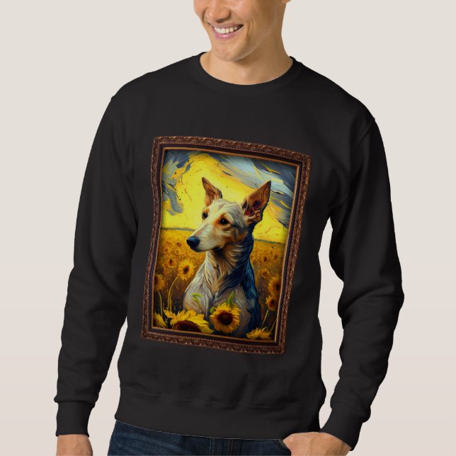 Silken Windhound-Malerei Sonnenblume Blume Mutter  Sweatshirt (Vorderseite)