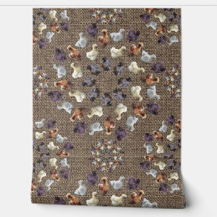 Silkie Bantam Chickens Burlap Farmhouse Mandala Tapete