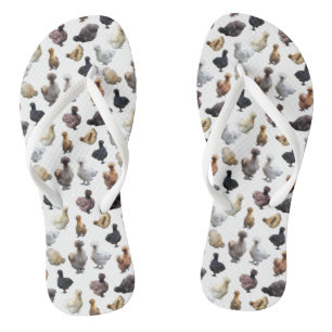 Silkie Bantam Chickens Flip Flops