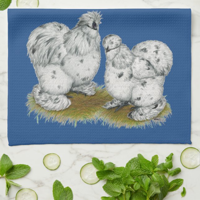 Silkie Bantam Splash Chickens Küchentuch (Gefaltet)