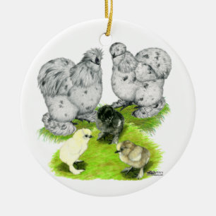 Silkie Bantam Splash Familie Keramikornament