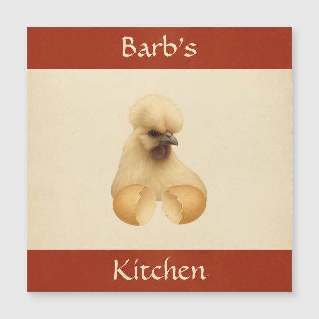 Silkie Chicken Hen Kühlschrank Magnet Card (Vorderseite)