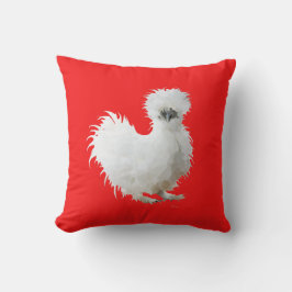 Silkie Chicken on Red Kissen