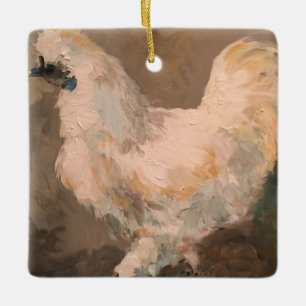 Silkie Huhn-Bauernhaus-Weihnachtsbaum-Verzierung Keramikornament
