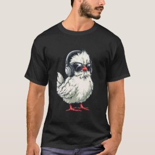 Silkie-Huhn mit Kopfhörern Süßer Hühnerliebhaber T-Shirt
