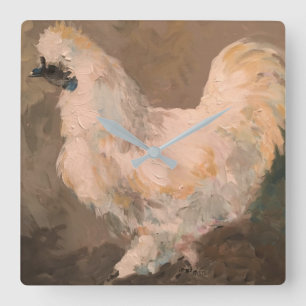 Silkie Huhn-Wanduhr Quadratische Wanduhr