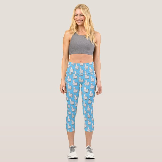 Silkie-Hühner-Cartoon Capri Leggings (Vorderseite)