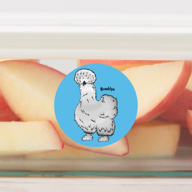 Silkie-Hühner-Cartoon Etiketten (Befestigt)