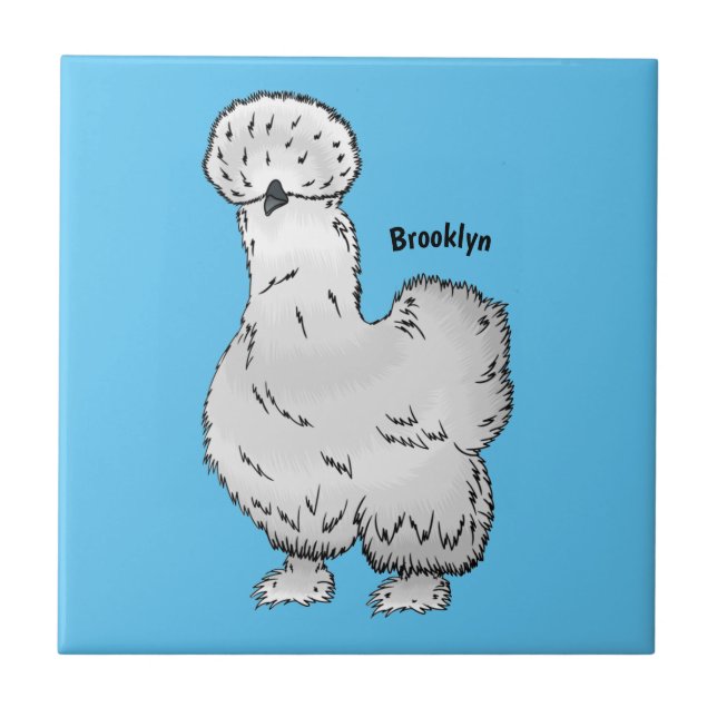 Silkie-Hühner-Cartoon Fliese (Vorderseite)