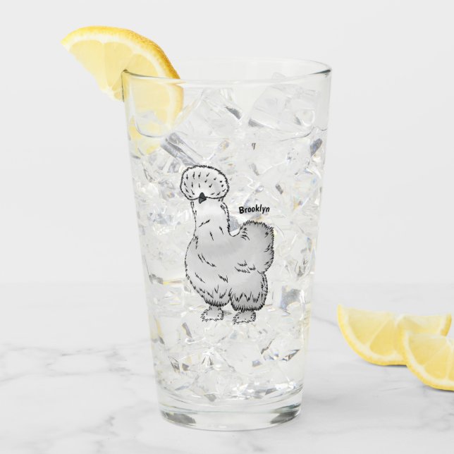 Silkie-Hühner-Cartoon Glas (Vorderseite Ice)