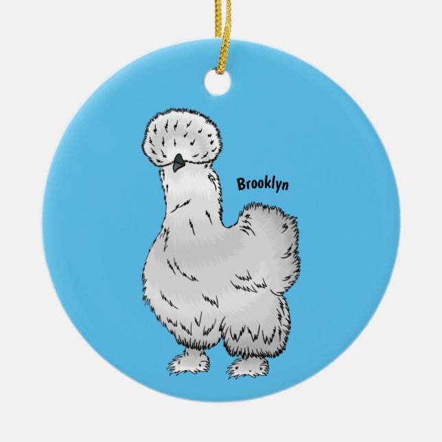 Silkie-Hühner-Cartoon Keramik Ornament (Vorne)