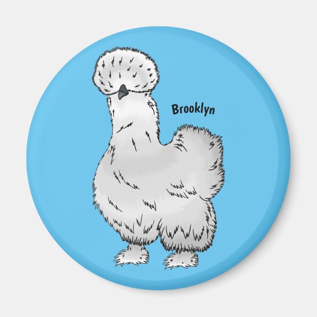 Silkie-Hühner-Cartoon Magnet (Vorne)