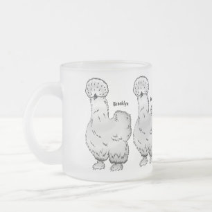 Silkie-Hühner-Cartoon Mattglastasse