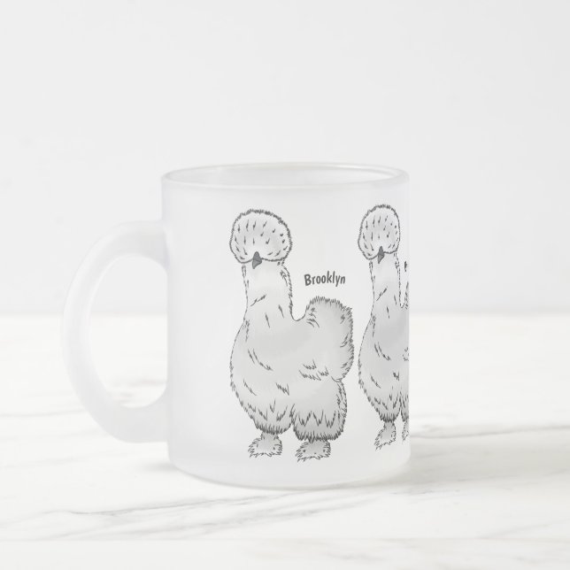 Silkie-Hühner-Cartoon Mattglastasse (Links)