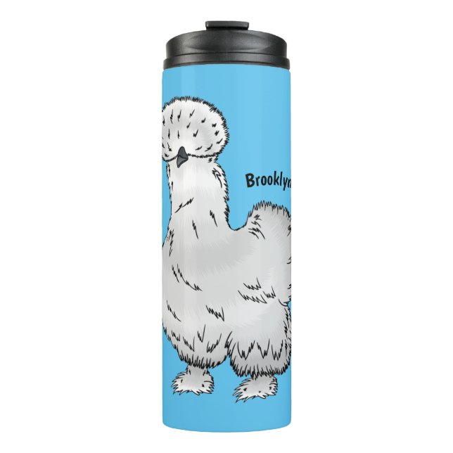 Silkie-Hühner-Cartoon Thermosbecher (Vorderseite)
