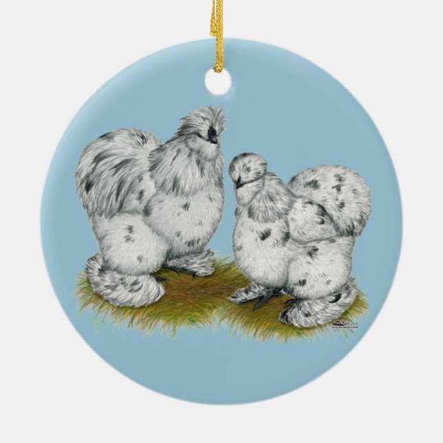 Silkie kleine Spritzen-Hühner Keramikornament (Hinten)