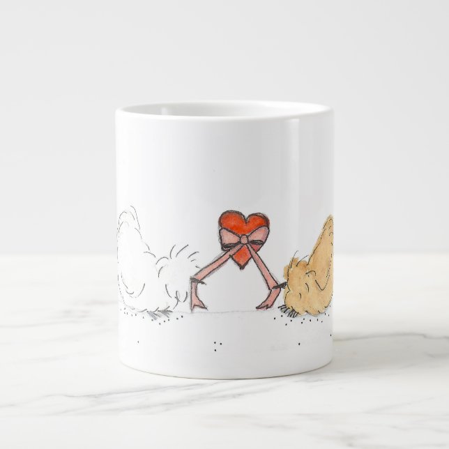 Silkie mit Herzen Jumbo-Tasse (Vorderseite)