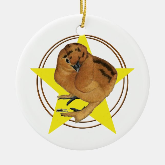 Silkie Red Chick Star Keramikornament (Vorne)