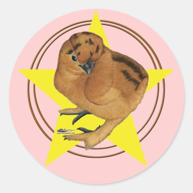 Silkie Red Chick Star Runder Aufkleber (Vorderseite)
