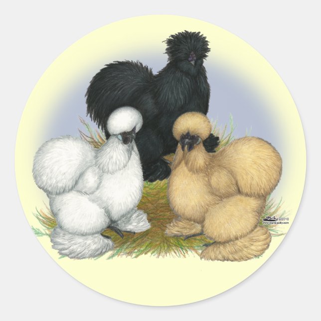 Silkie Trio Runder Aufkleber (Vorderseite)